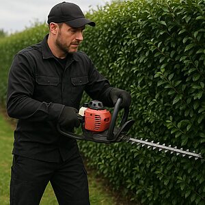 Team i gang med hækklipning i Haarby, Vestfyn