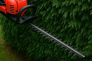 Thujahæk under trimning i Glamsbjerg, Vestfyn